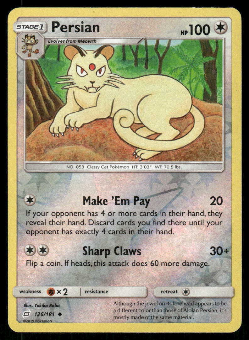 POKEMON PERSIAN TEAM UP 126/181 REVERSE HOLO UC LP
