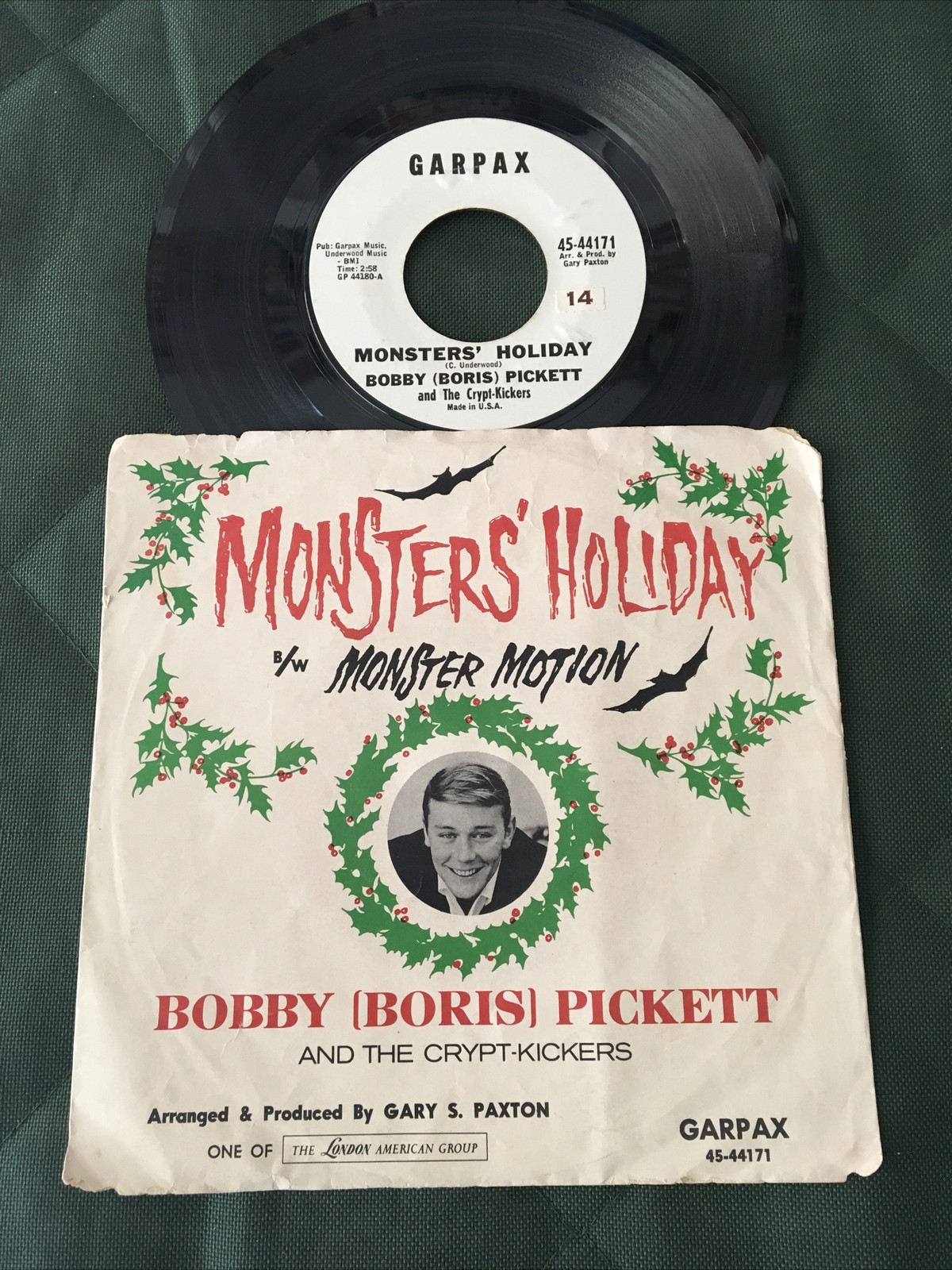 1962 Bobby Boris Pickett/Crypt Kickers 45/Picture Sleeve “MONSTERS HOLIDAY”
