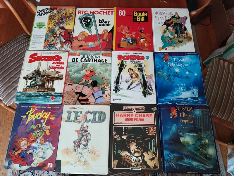 Lot de 12 BD de Collection / Classiques Franco-Belges (Alix, Ric Hochet, Cousteau,etc)