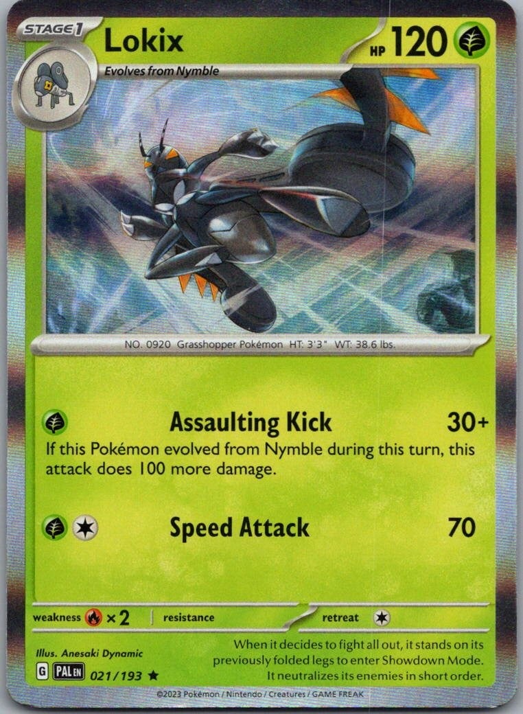 Lokix Holo Rare SV02: Paldea Evolved 021/193 quasi nuovo