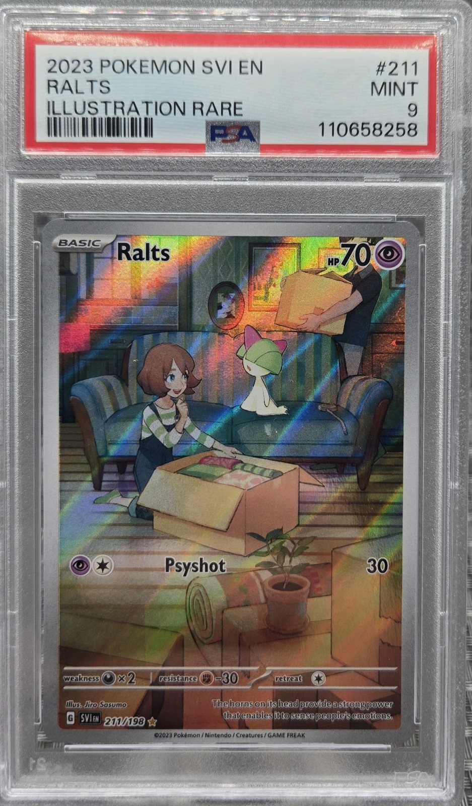 POKÉMON TCG SCARLATTO E VIOLA SET BASE RALTS 211/198 ILLUSTRAZIONE RARA PSA 9 