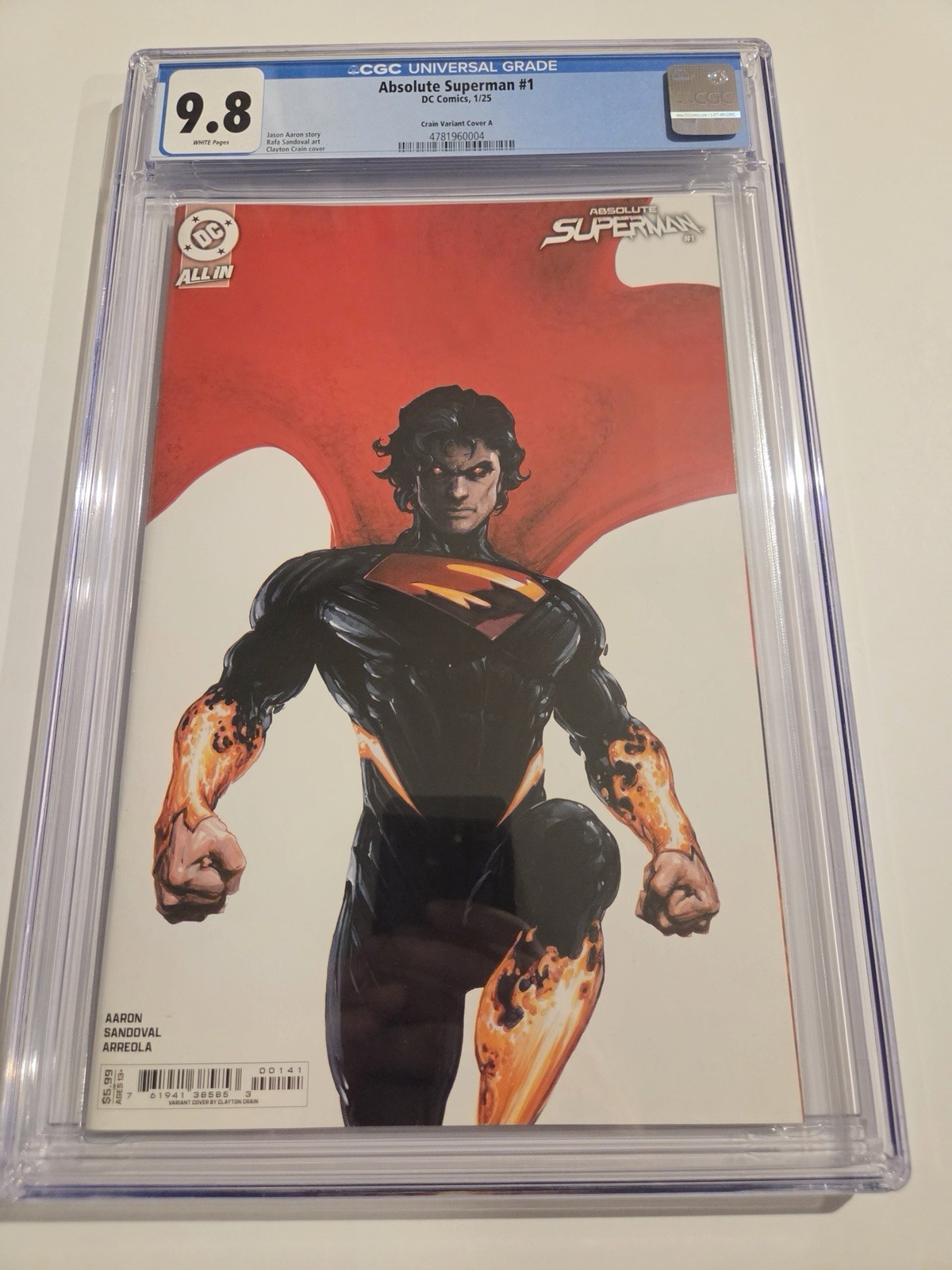 Absolute Superman #1 Clayton Crain copertina variante A CGC 9.8 DC Comics 2025