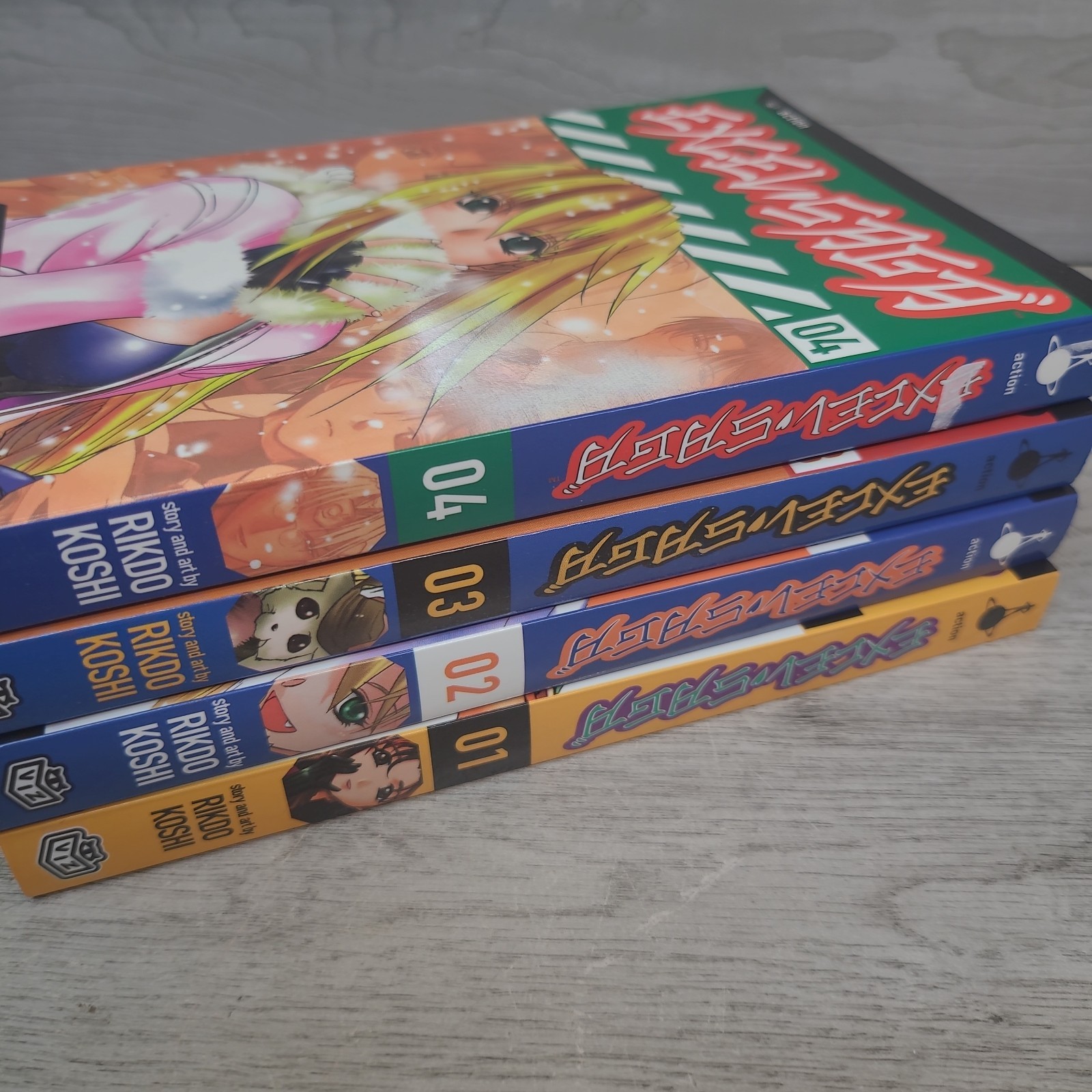 Excel Saga Manga Book lotto di 4 libri inglesi 2003 stampa brossura usati in ottime condizioni