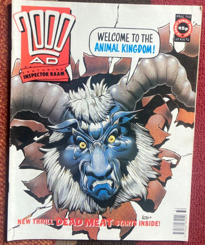 2000 ad comic/10th Aug 1991/743/VGC/featuring Inspector RAAM.