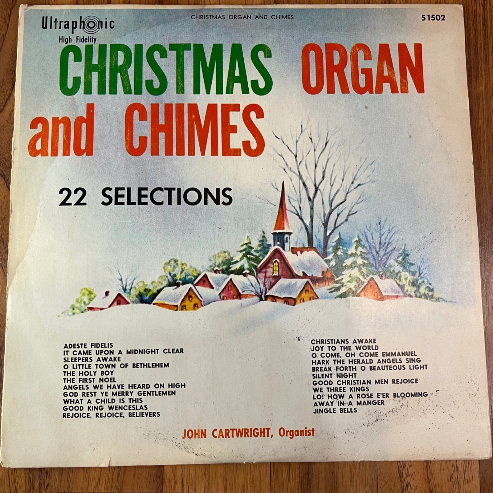 Ultraphonic Christmas Organ & Chimes John Cartwright Vinyl LP 51502 Vintage 1958