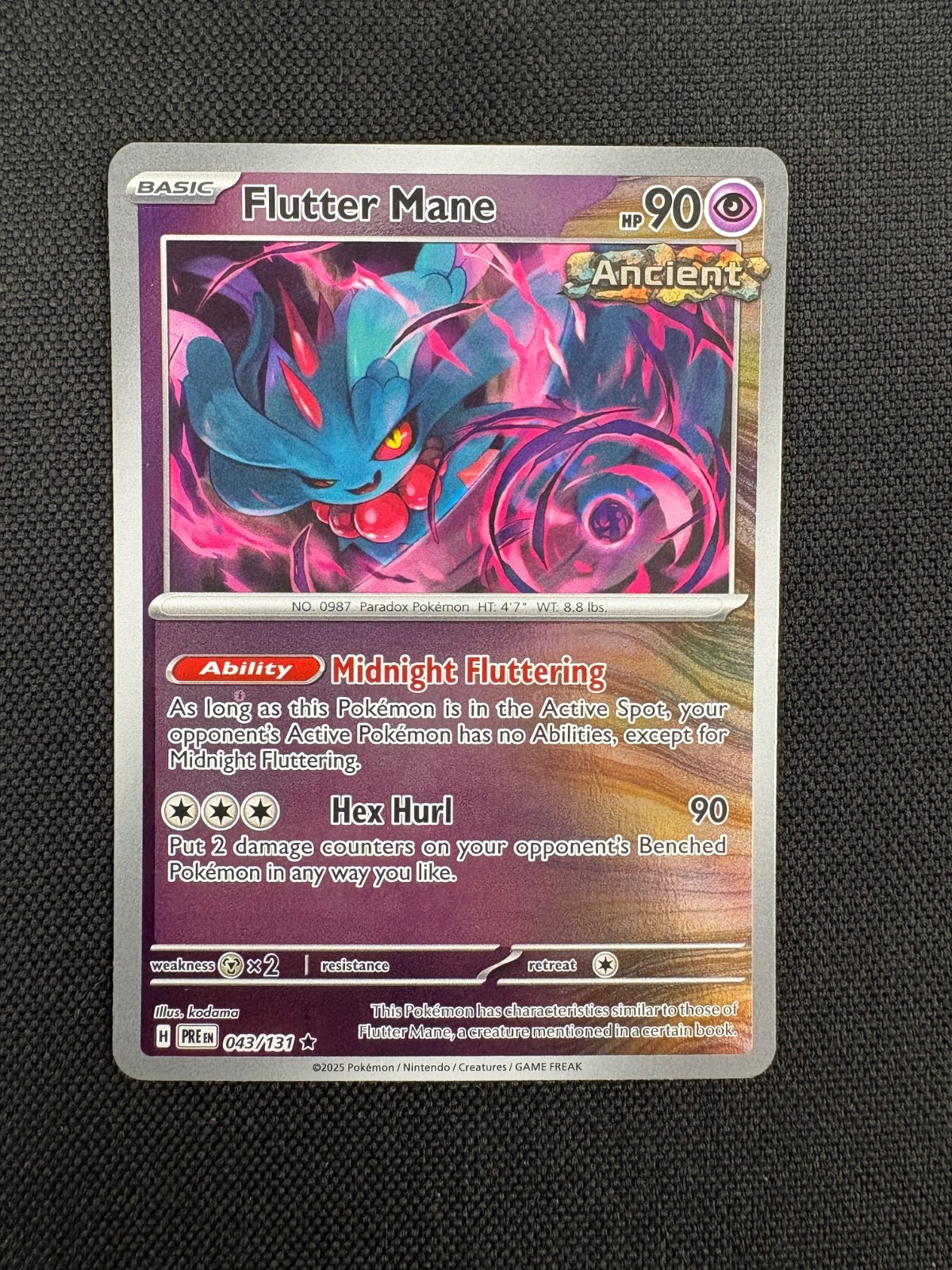 Flutter Mane 043/131 Holo Rara Evoluzioni Prismatiche Pokemon Reverse Holo NM