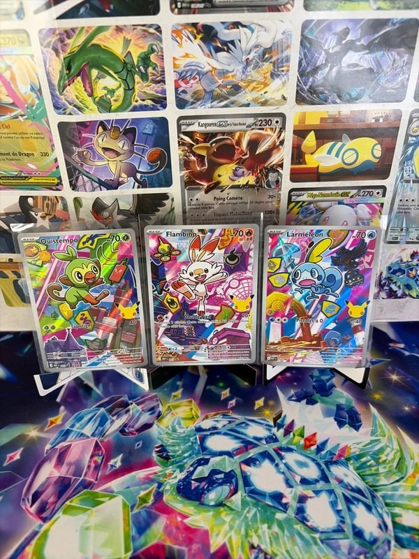 Lot 3 Cartes Pokémon Ouistempo Flambino Larméléon MEP 30 Ans Holo