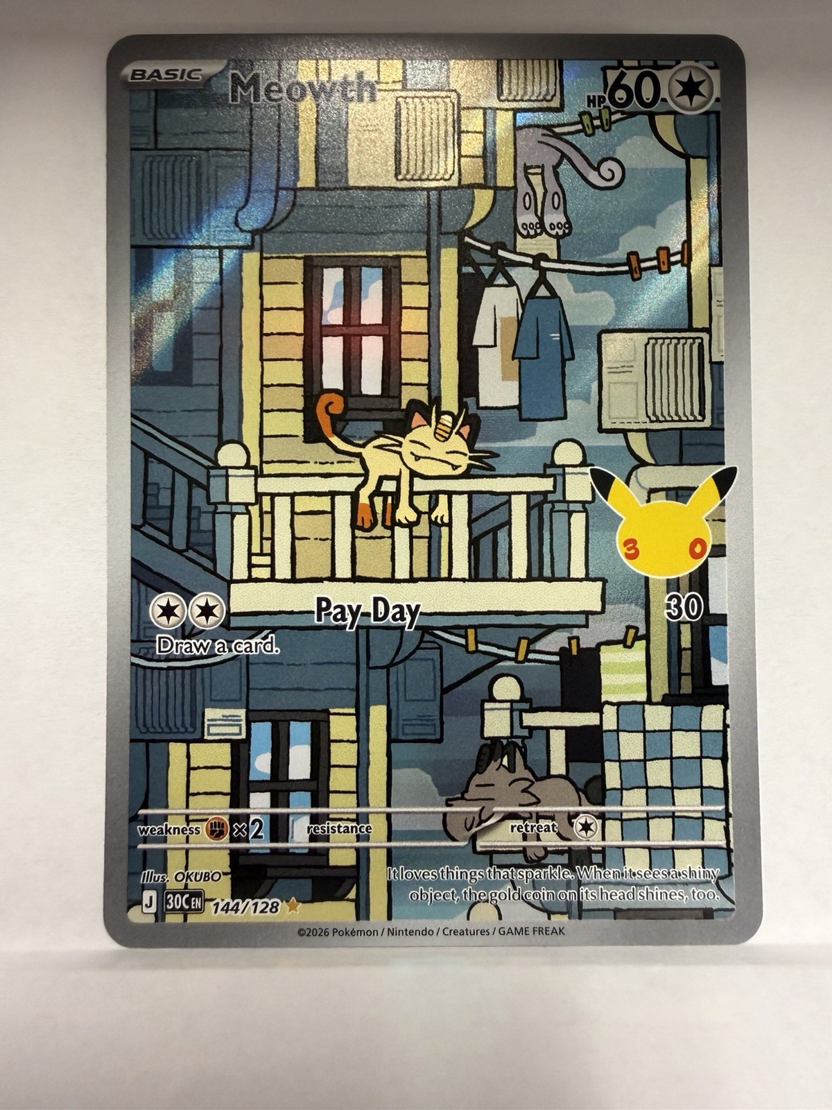 MEOWTH 2026 POKEMON 30TH ANNIVERSARY CELEBRATION 144/128 ILLUSTRATION RARE Q6065