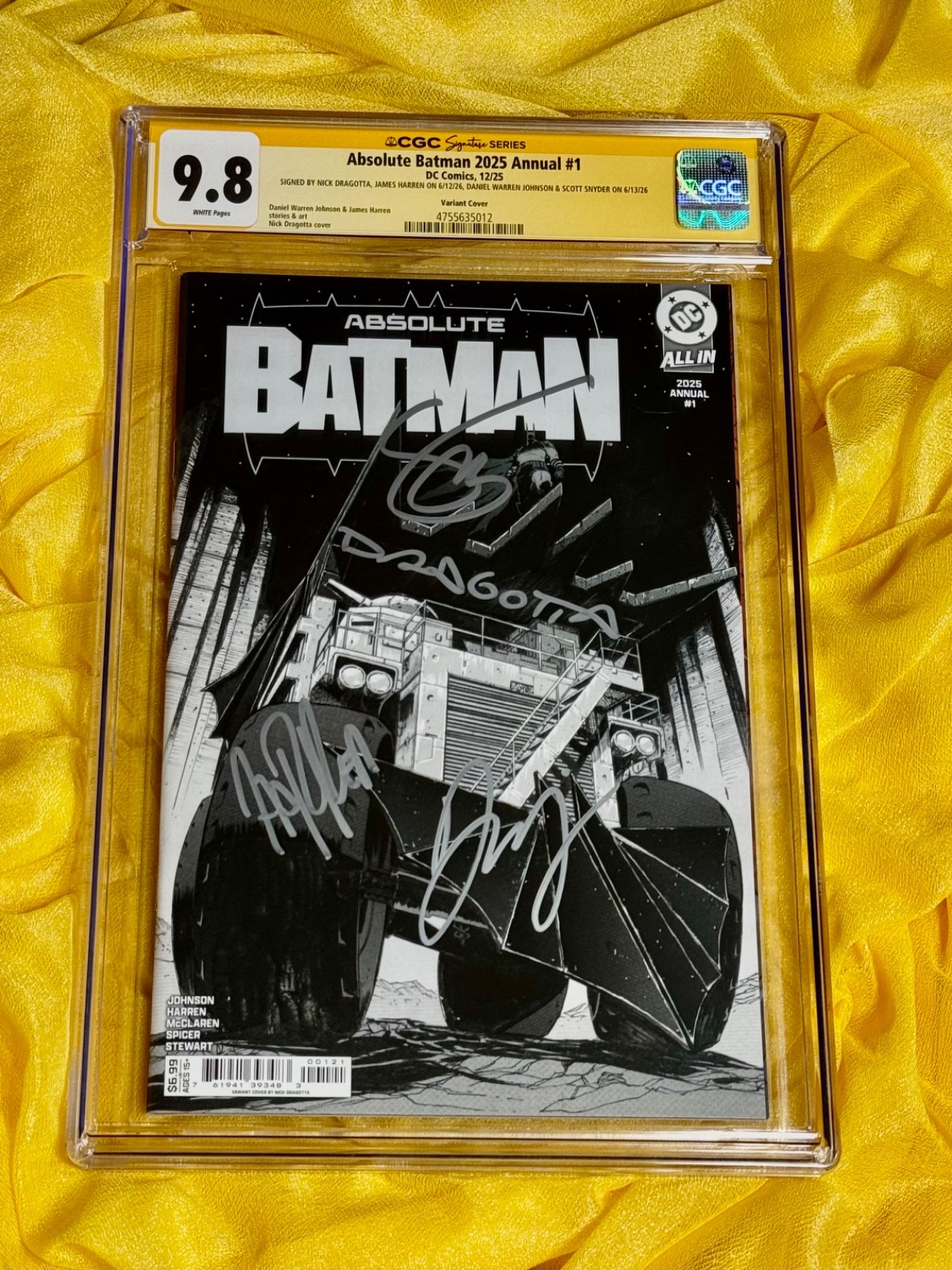CGC SS 9.8~Absolute Batman Annual #1~1°~FIRMATO Dragotta+Snyder+Harren+Johnson