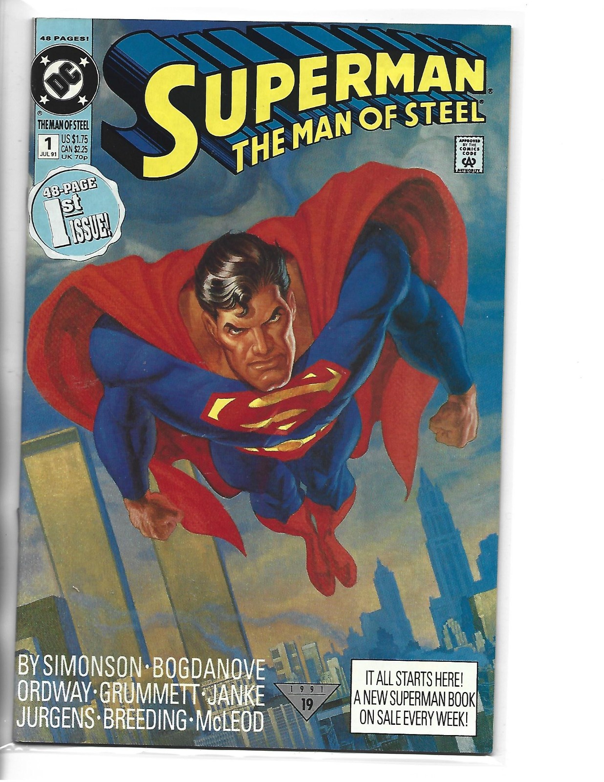 SUPERMAN MAN OF STEEL #1 * DC COMICS * 1991