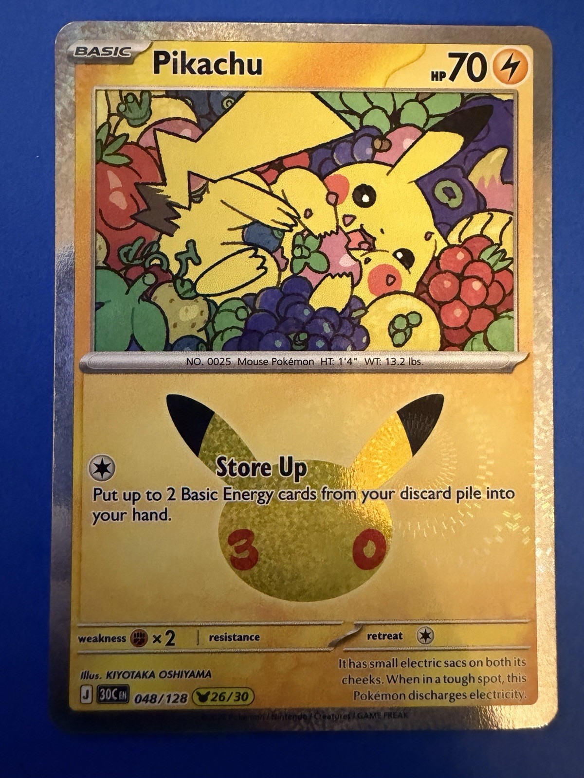 Pikachu 048/128 Holo Pikachu Rare ME: 30th Celebration Pokemon NM