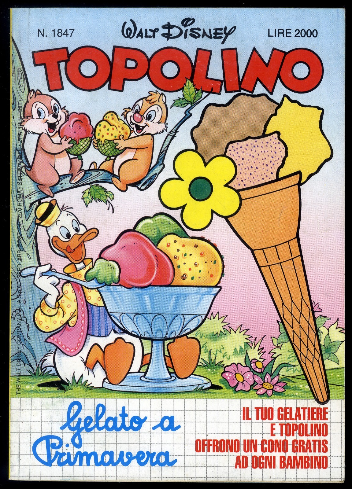 TOPOLINO N° 1847 - 21 APRILE 1991 - WALT DISNEY COMPANY - CONDIZIONE OTTIMO