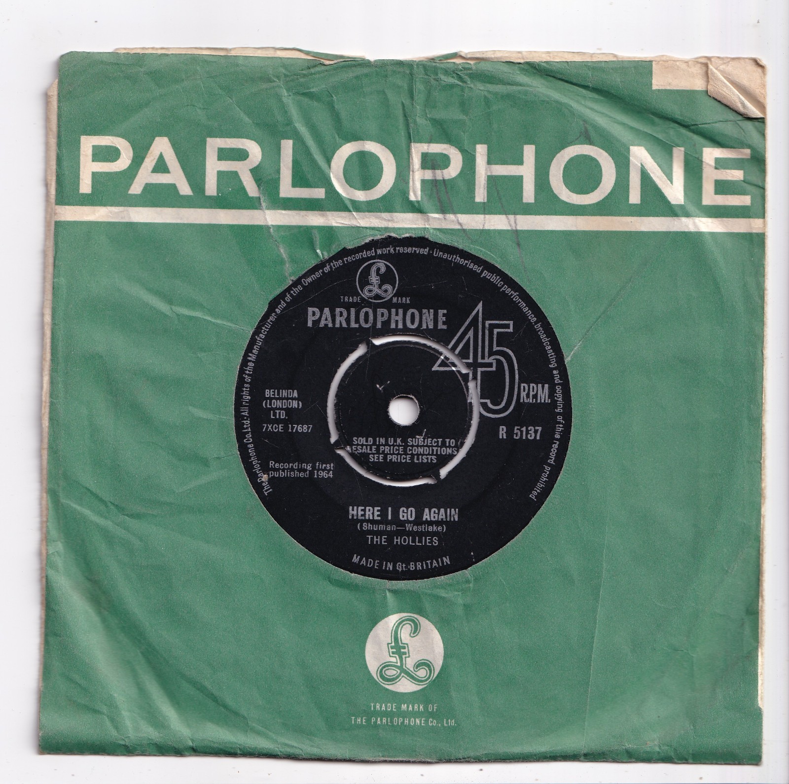(AV518) The Hollies, Here I Go Again - 1964 - 7 inch vinyl
