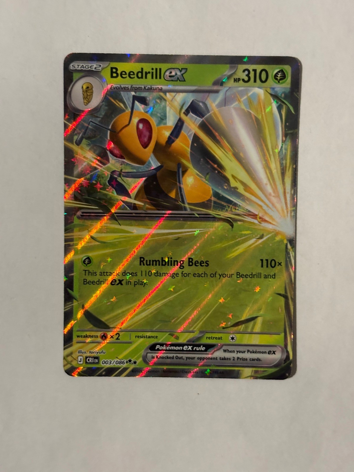 Beedrill ex 003/086 Ultra Rara Chaos Rising Pokemon Holo Near Mint