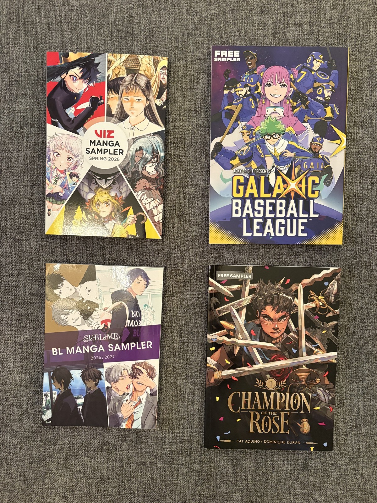 Lotto campionatore manga VIZ Anime NYC 2026 Galactic Baseball BL Champion Rose 4 libri