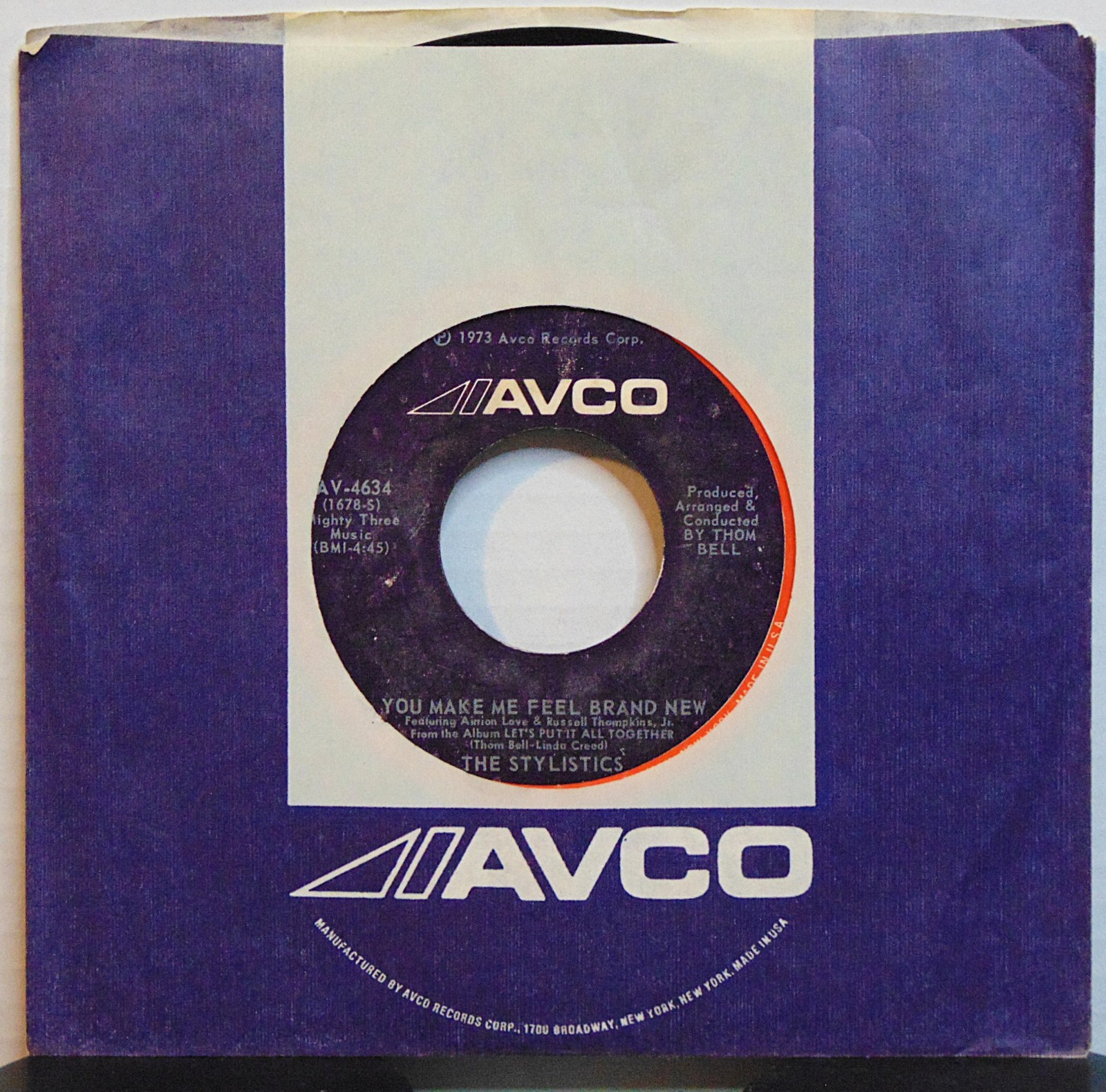 The Stylistics – You Make Me Feel Brand New 1973 Avco AV-4634 7" 45RPM Single