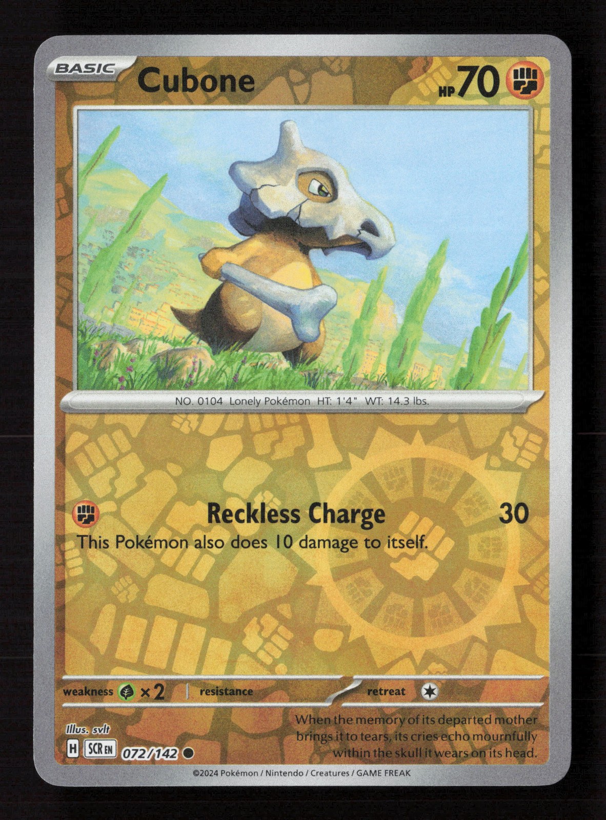 Carta Pokemon Cubone 072/142 Reverse Holo Corona Stellare