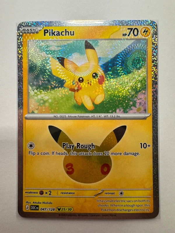 Pokémon TCG Pikachu 047/128 30th Celebration