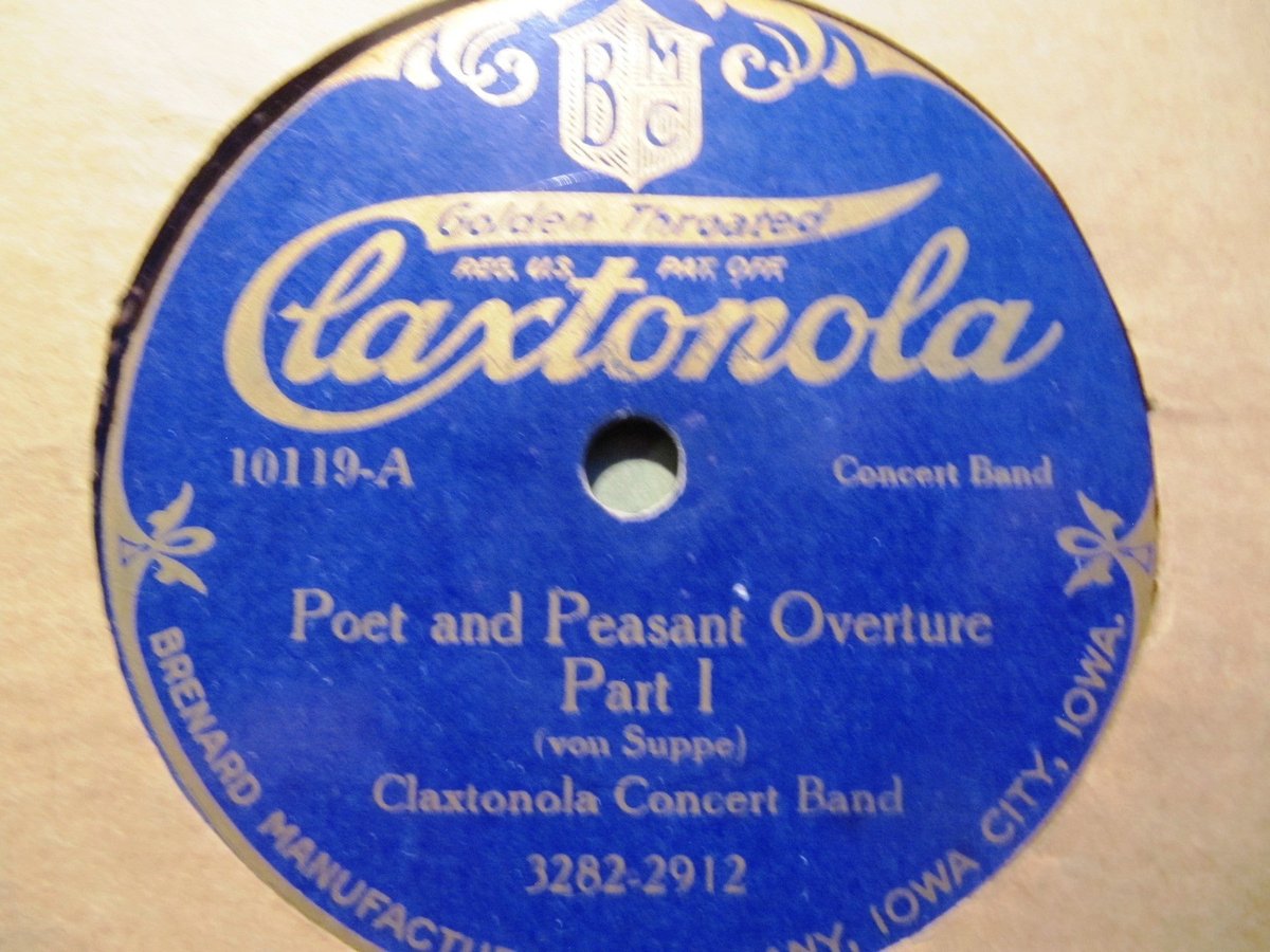 Golden Throated CLAXTONOLA PHONOGRAPH Record CONCERT BAND Suppe POET AND PEASANT
