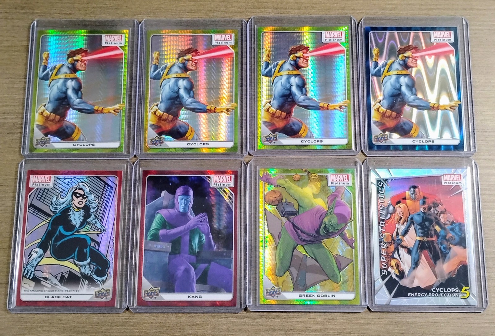 Lotto 2023 UD Marvel Platinum (8): /199 Black Cat Kang - /399 Cyclops Green Goblin