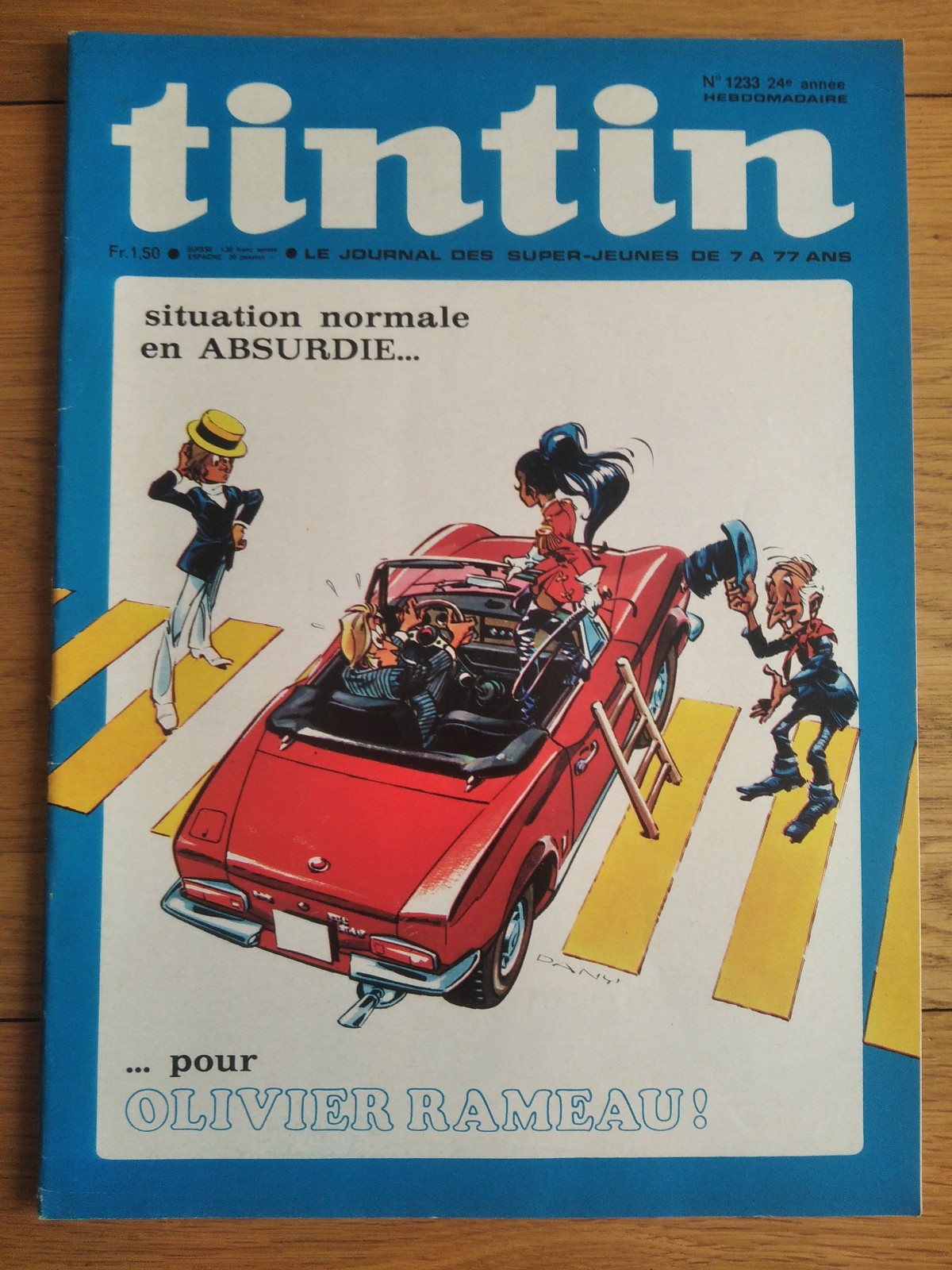 Le journal de Tintin n° 1233 , couverture Dany ( Dargaud , 15/06/1972 )