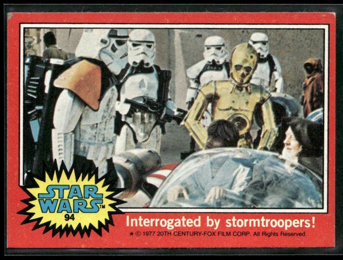 ⭐ Topps Star Wars Serie 2 1977. Interrogato dagli Stormtroopers #94 in ottime condizioni
