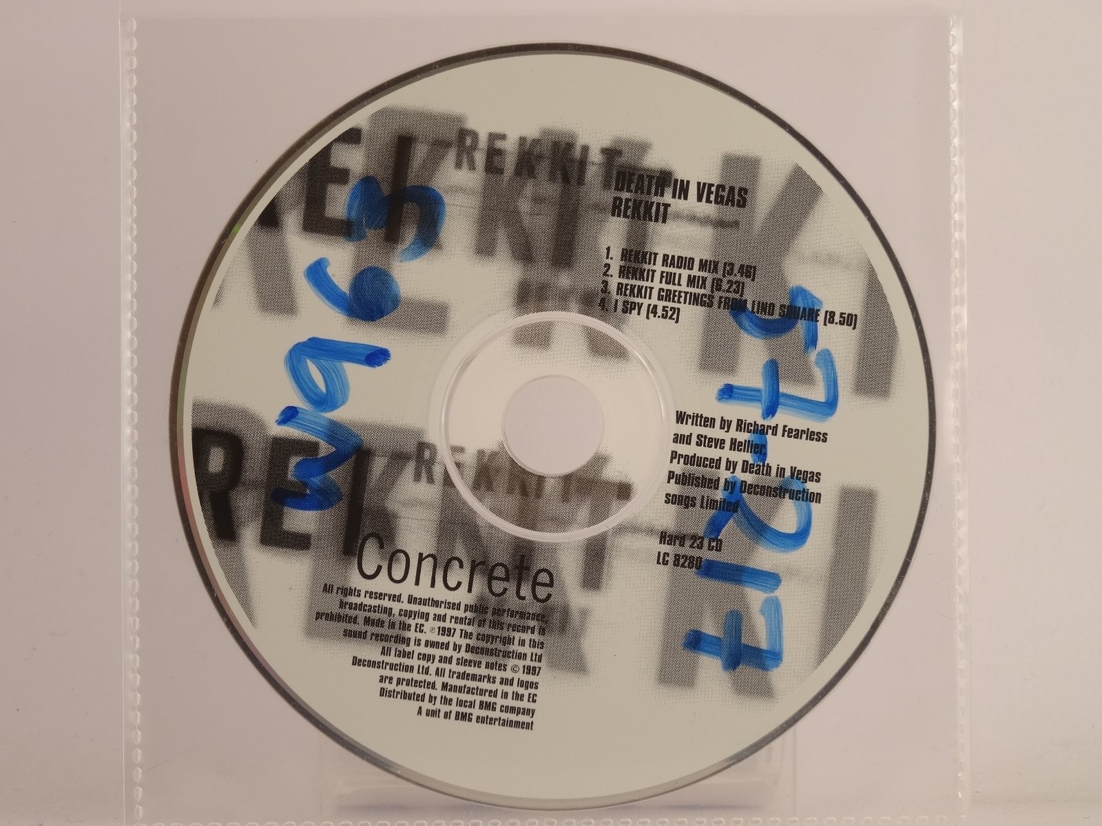 DEATH IN VEGAS REKKIT (X11) 4 Track CD Single including Plastic Sleeve CONCRETE