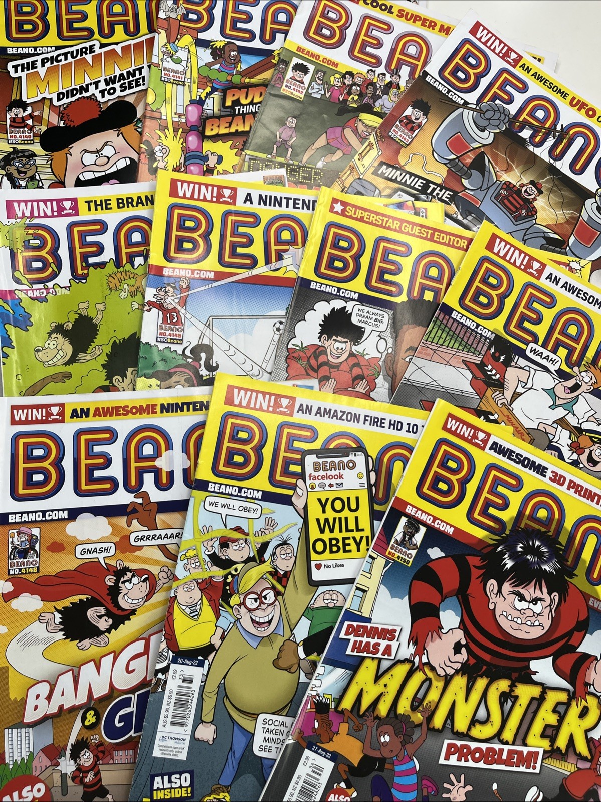 11 x BEANO COMICS  2022 Consecutive Issues Bundle  Dennis the Menace /Bananaman
