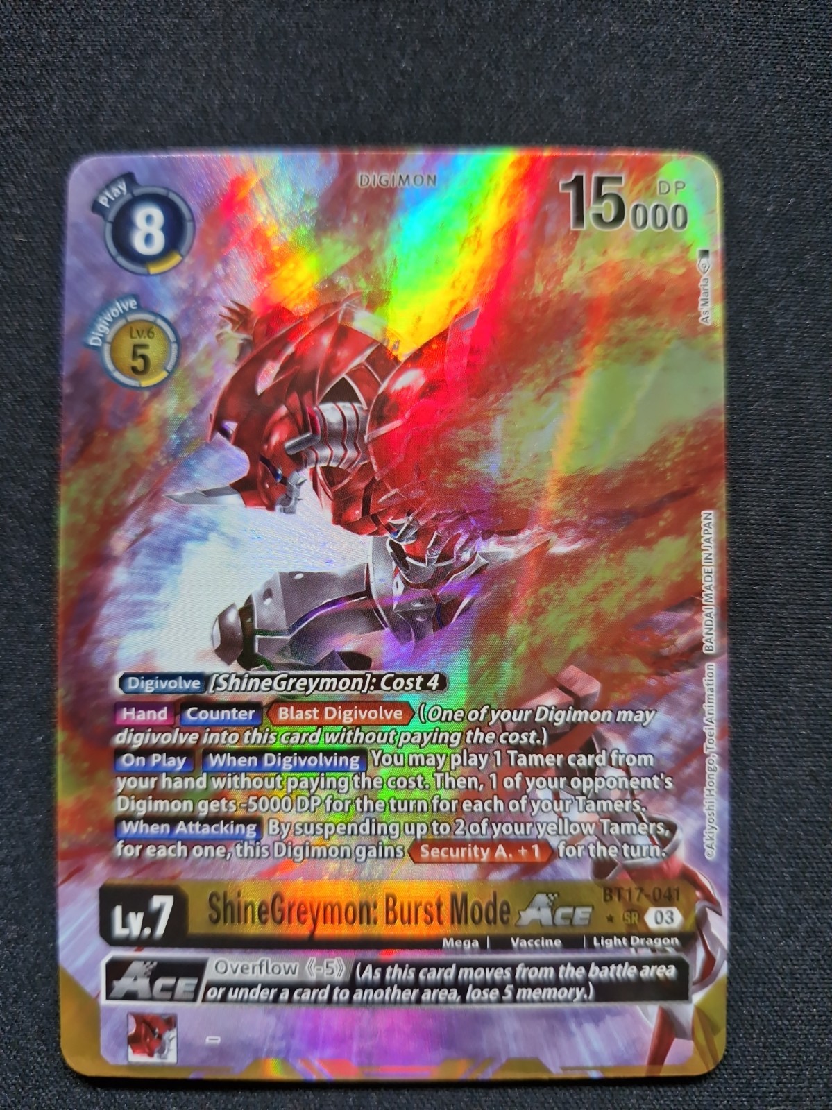 Digimon shinegreymon: burst mode ace BT17-041 SR alt art