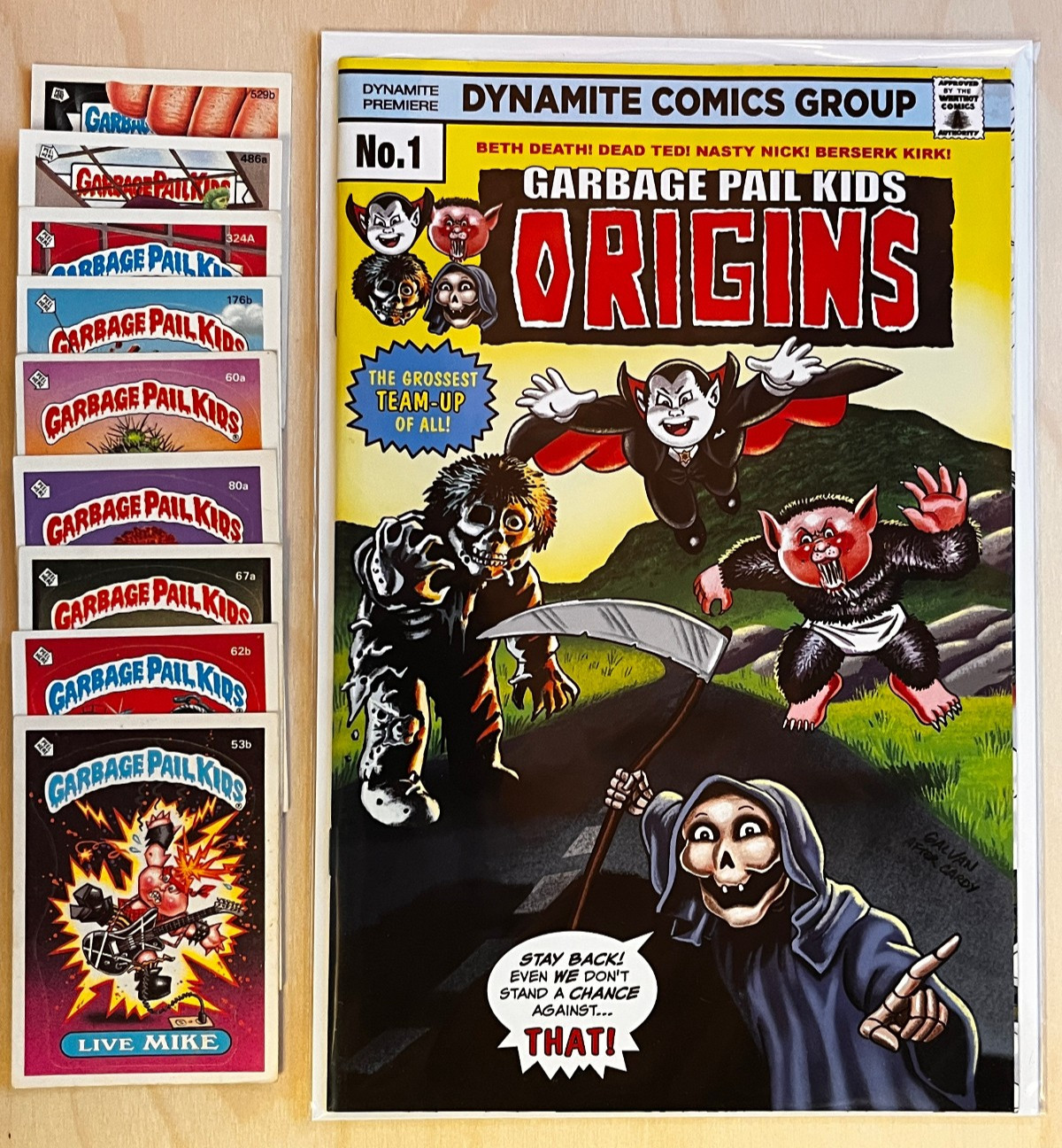 Carte Garbage Pail Kids ORIGINS #1 e vecchia serie - variante Bill Galvan COVER OS