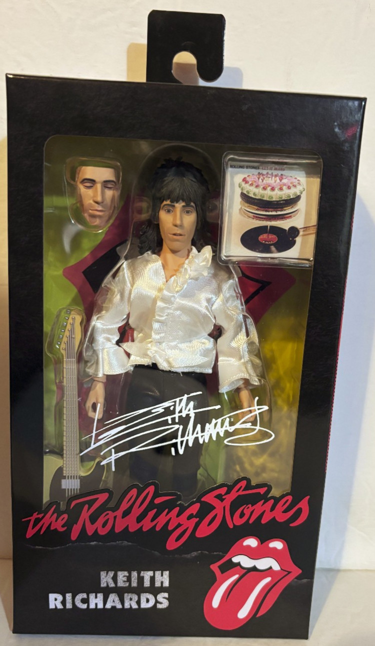 NECA Rolling Stones Keith Richards 1975 Era 8" Clothed Figure Guitar LP Sealed