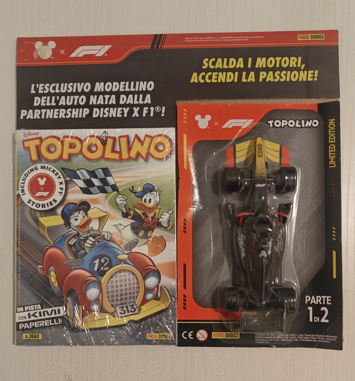 Topolino 3693 Con Auto Primo Pezzo Disney X F1 Limited