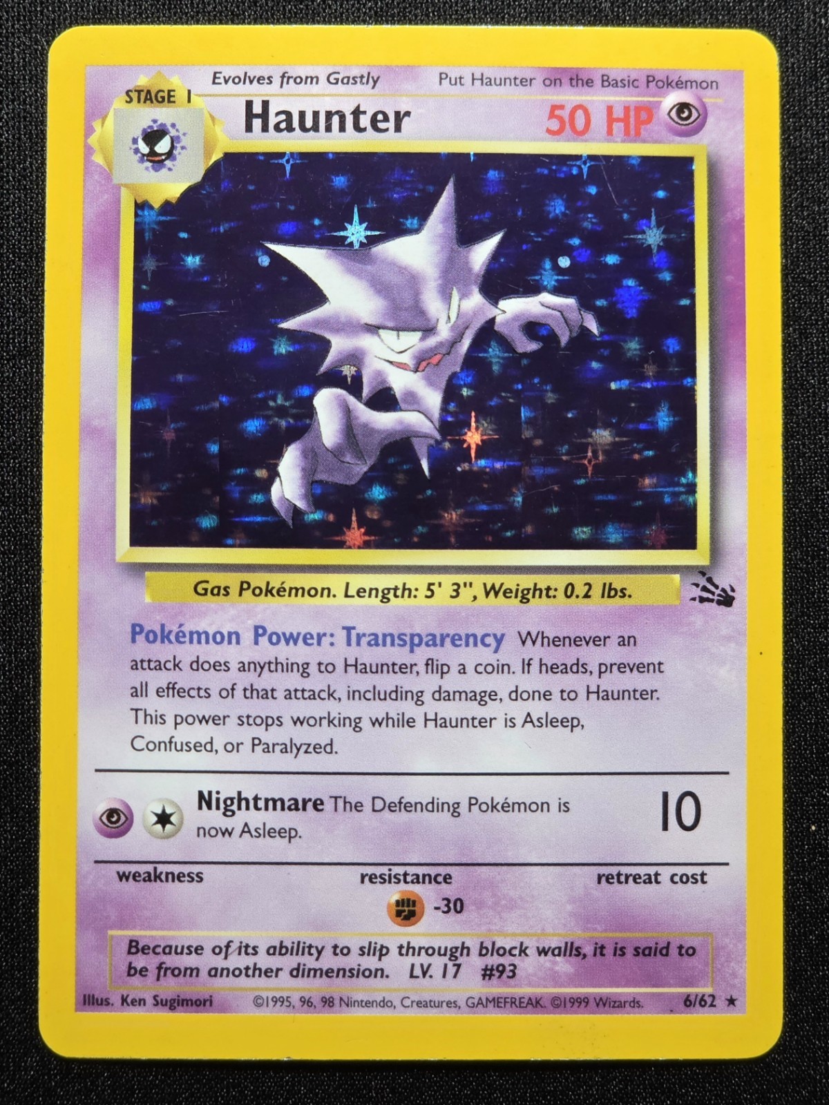[Mp] Haunter 6/62 Unlimited Holo Carta Pokemon Rara TCG 