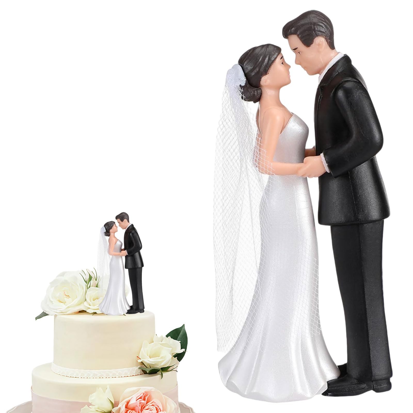 Figurine Mariée et Marié en Plastique 11 cm de Couleur Chair Multicolore