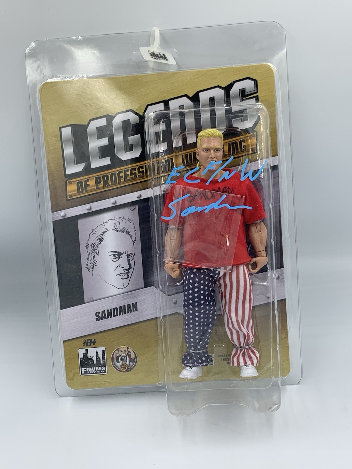 WWE Sandman Signed Wrestling Figure Autografato ECW AEW JSA COA