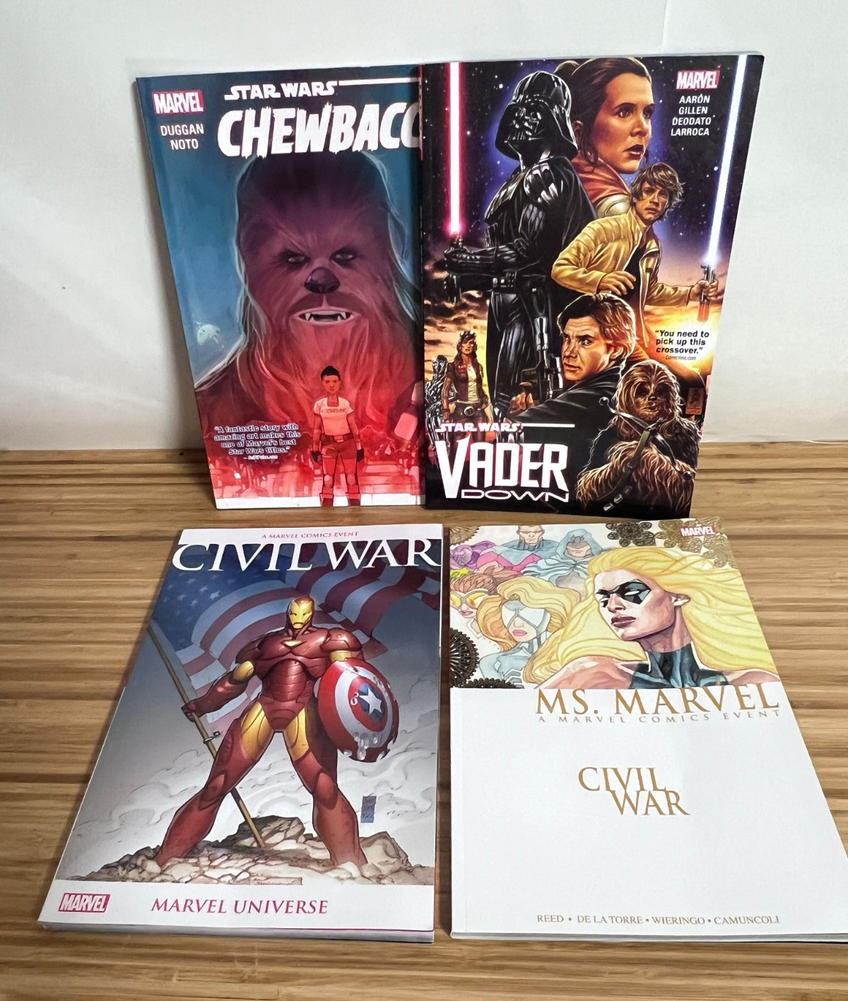 4 Marvel Comics Graphic Novels - Civil War Ms Marvel & Star Wars