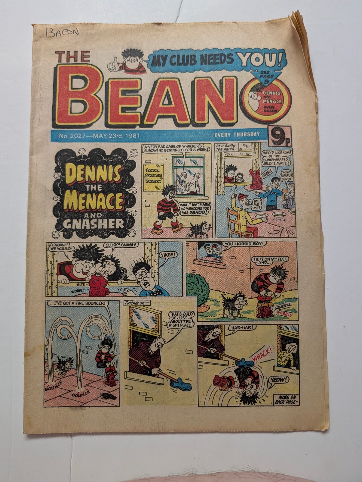 Beano Comic No 2025, May 9th 1981.