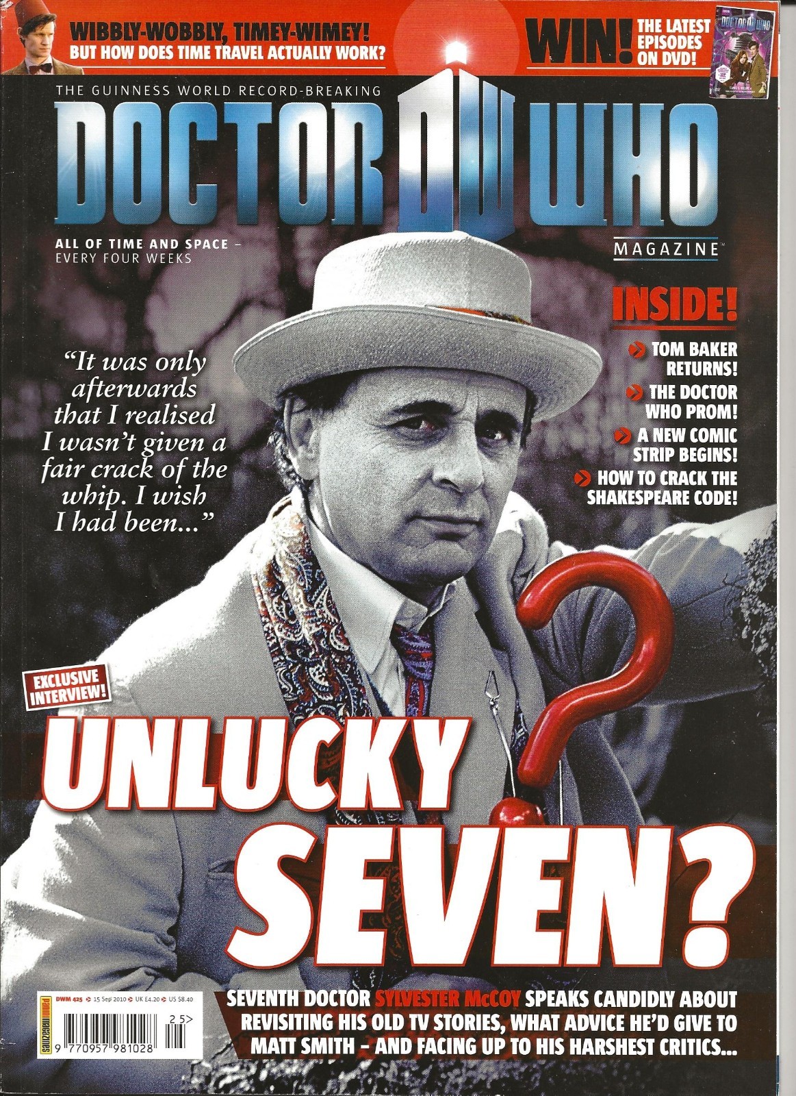 Doctor Who Magazine Issue 425 September 2010 Sylvester McCoy on cover
