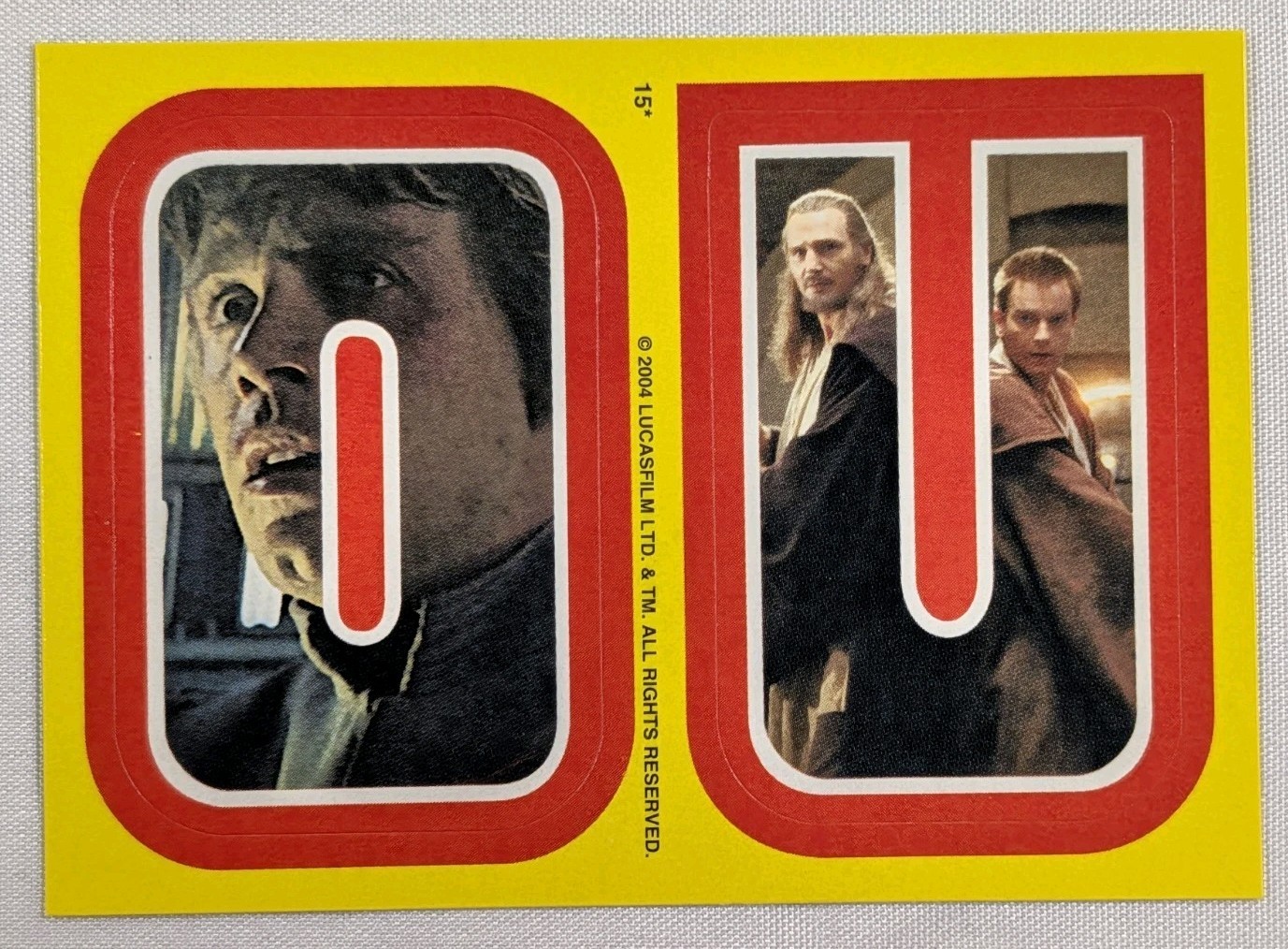 Carta adesiva lettera Topps Star Wars Heritage O U #15 Qui Gon Obi Wan puzzle Luke
