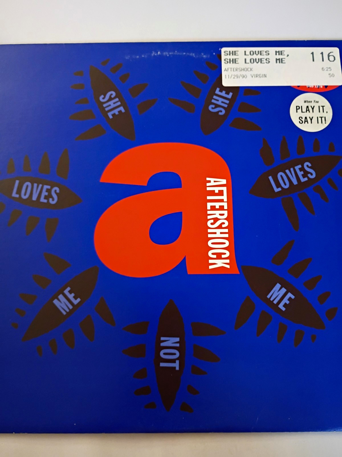 Aftershock She Loves Me, She Loves Me Not 12" Vinyl Promo Virgin 1990 DMD 1578