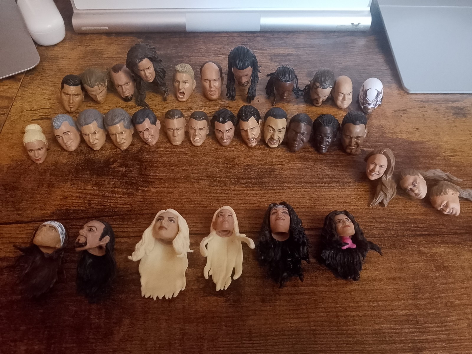 WWE 7" Action Figure Spare Heads For Customising, Wrestling, Used,