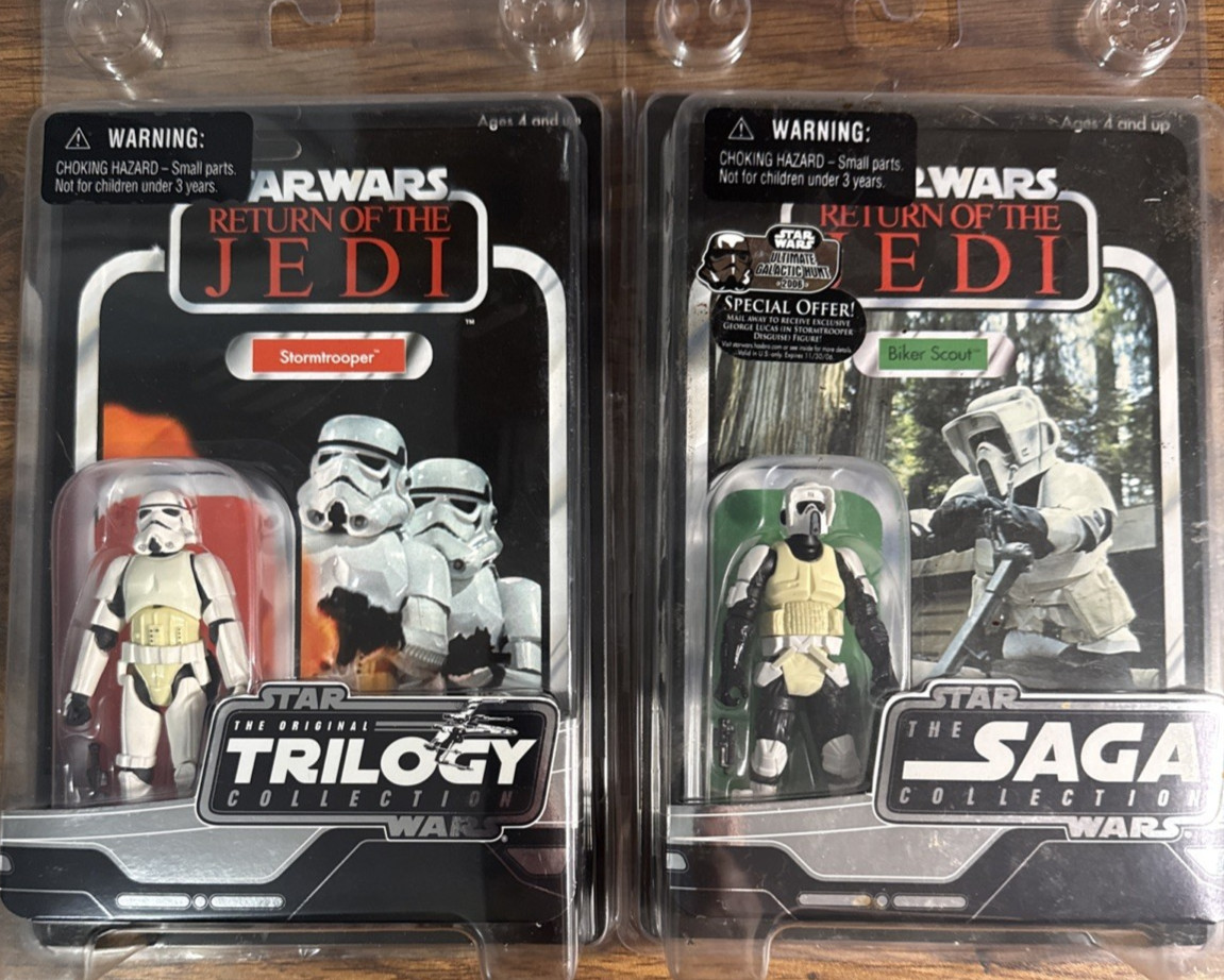 Star Wars The Saga Collection Storm Trooper lotto di 2 figurine nuove e sigillate 2004