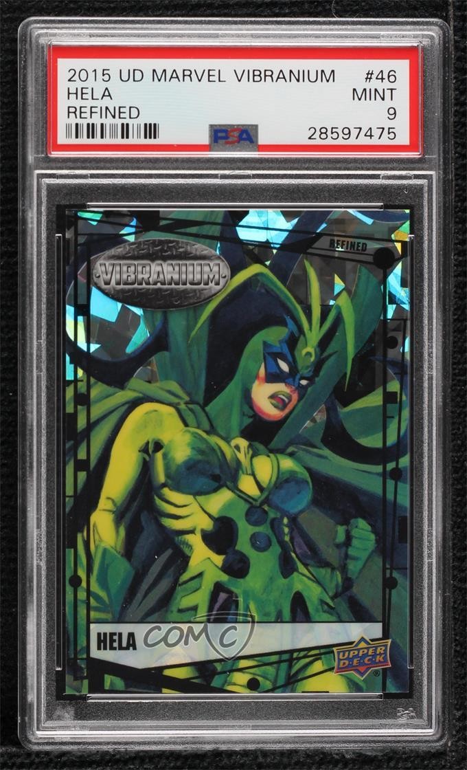2015 Upper Deck Marvel Vibranio Raffinato 33/99 Hela #46 PSA 9 COME NUOVO 2k3