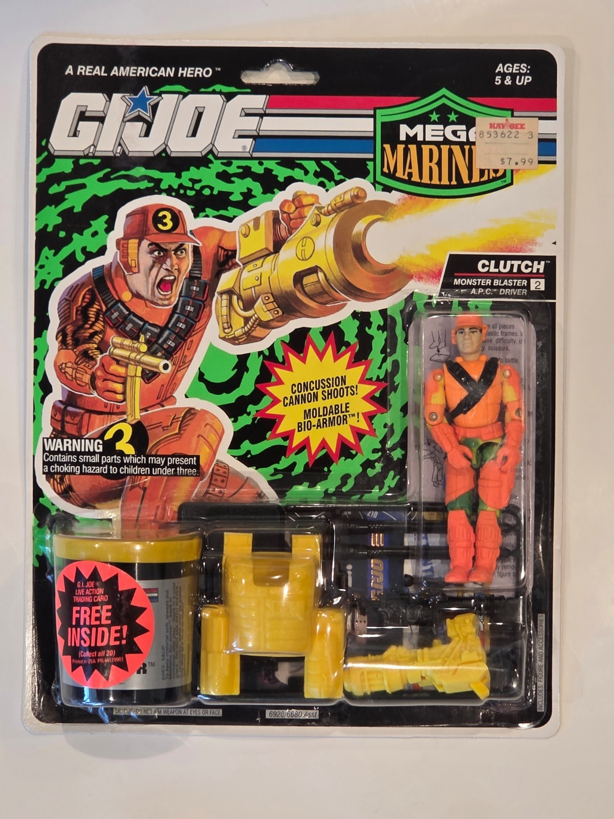 Hasbro 1993 GI Joe Mega Marines Clutch Modellino 3,75" Vintage NUOVO MOC