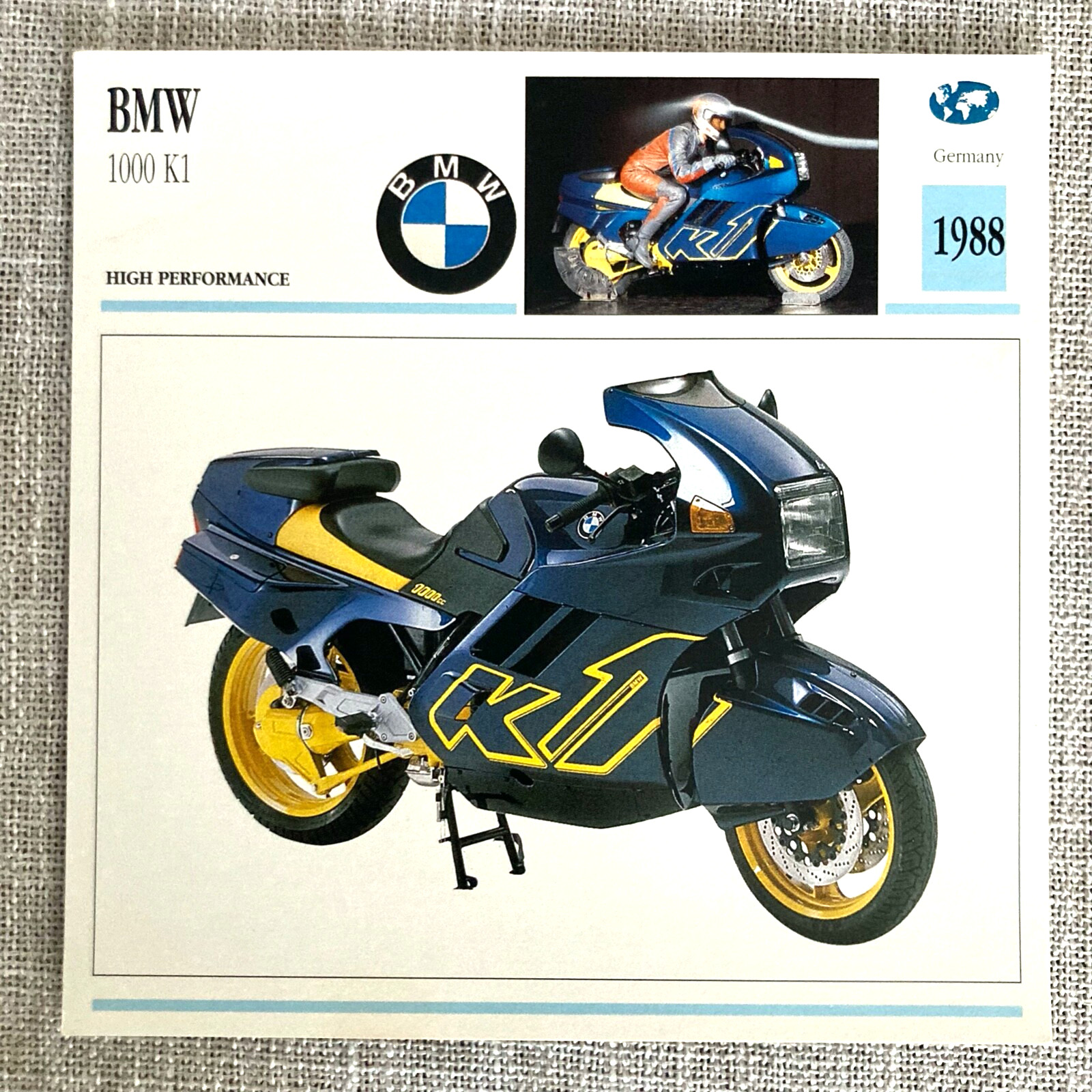 Scheda Moto BMW 1000 K1 High Performance 1988 Germania Edito Service Atlas