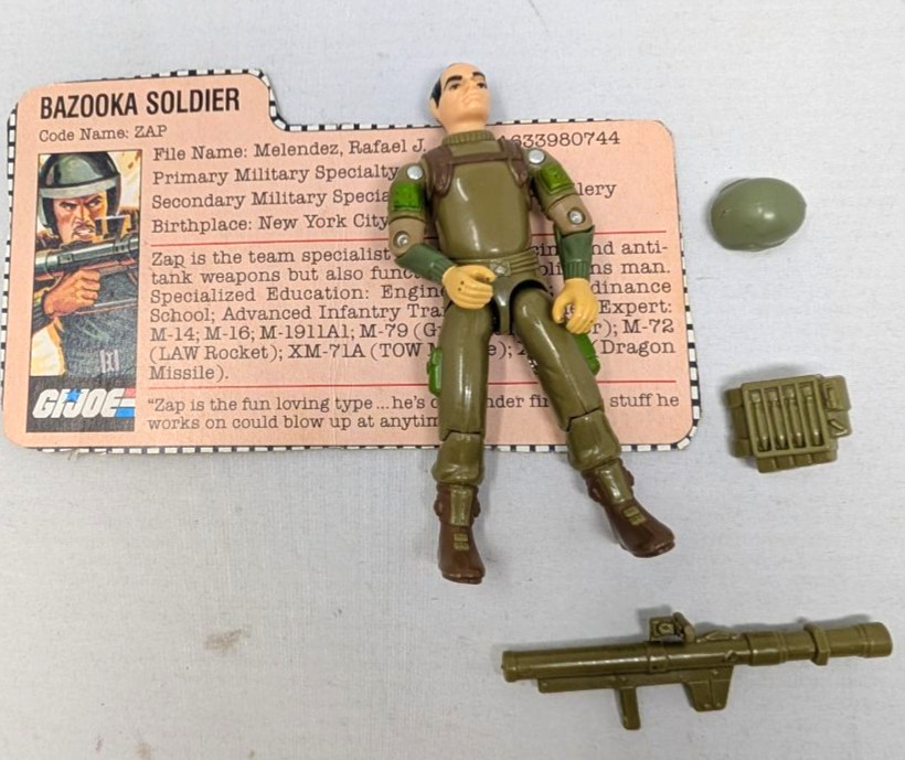 Figurina GI JOE ARAH Zap 1983 completa di cartellino vintage G.I.