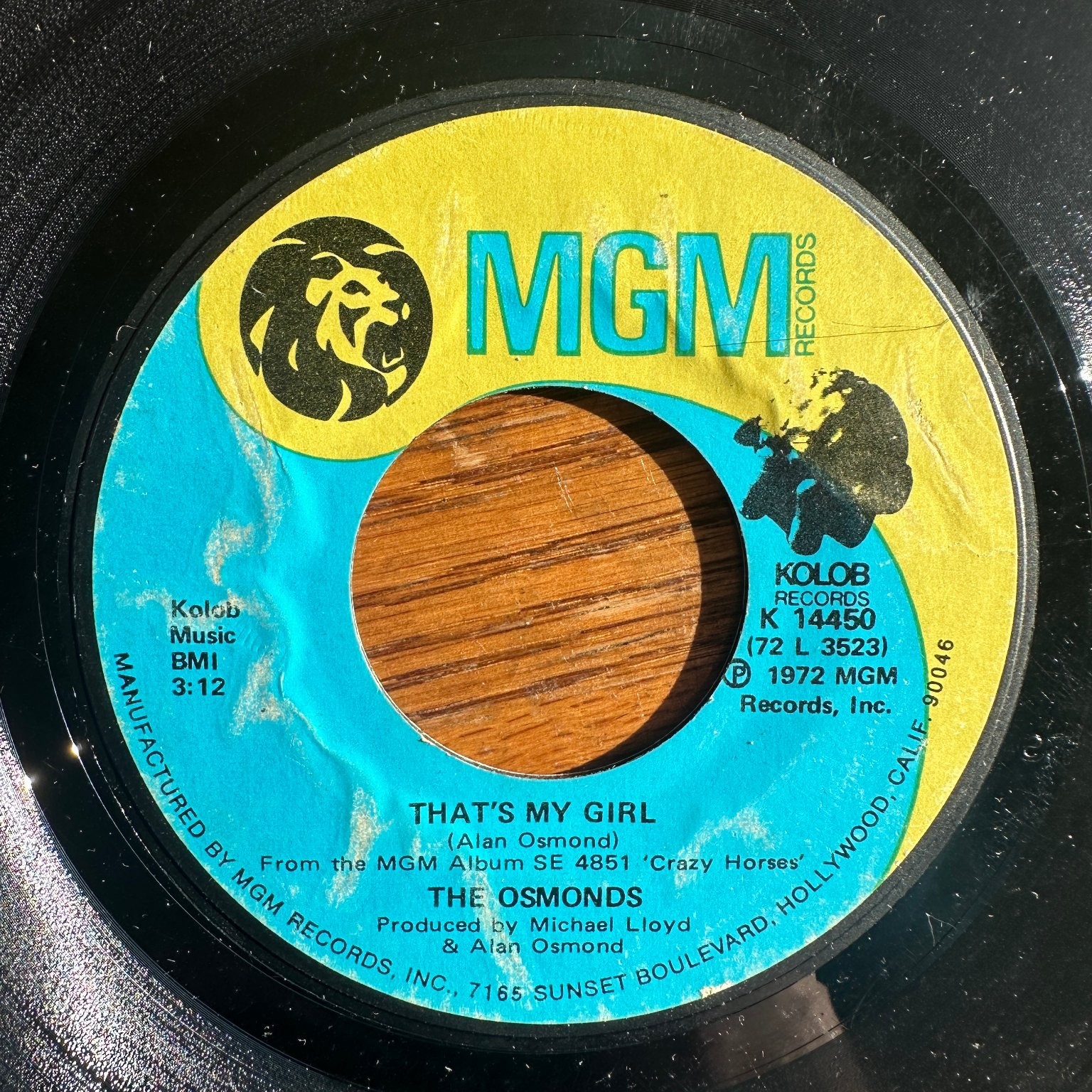 The Osmonds – Crazy Horses 7" Single Record 1972 MGM Pop Rock 45 RPM