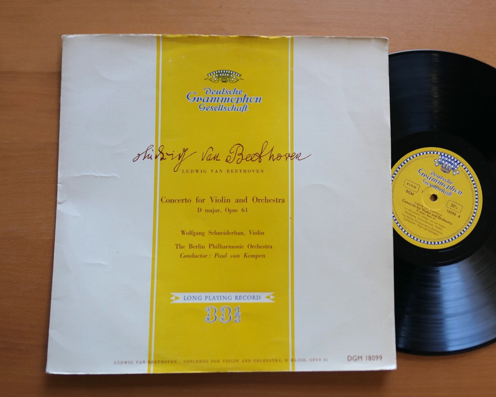 DGM 18099 Beethoven Violin Concerto Wolfgang Schneiderhan DG Tulip EX