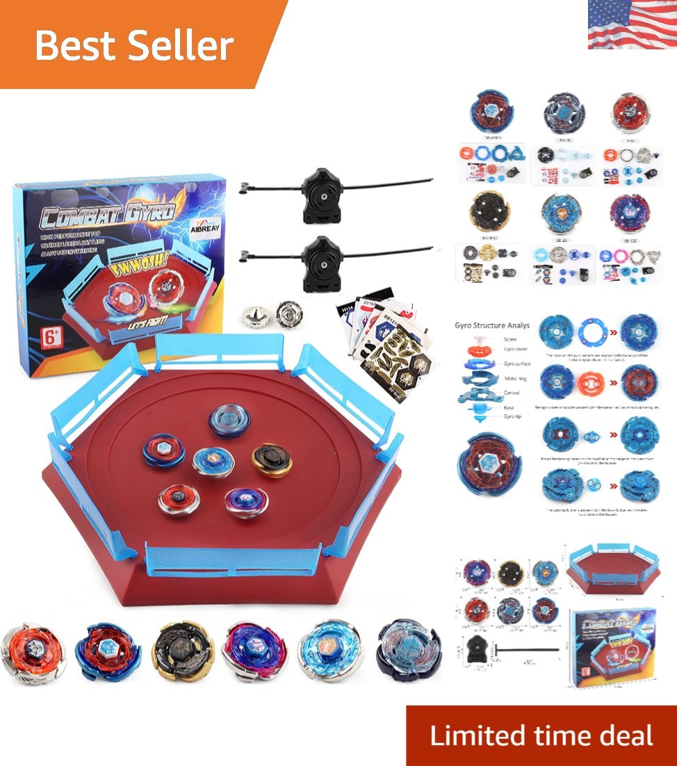 Top Stadium Battle Set: 6 piani in metallo fusione, 2 lanciatori e arena - età 6+