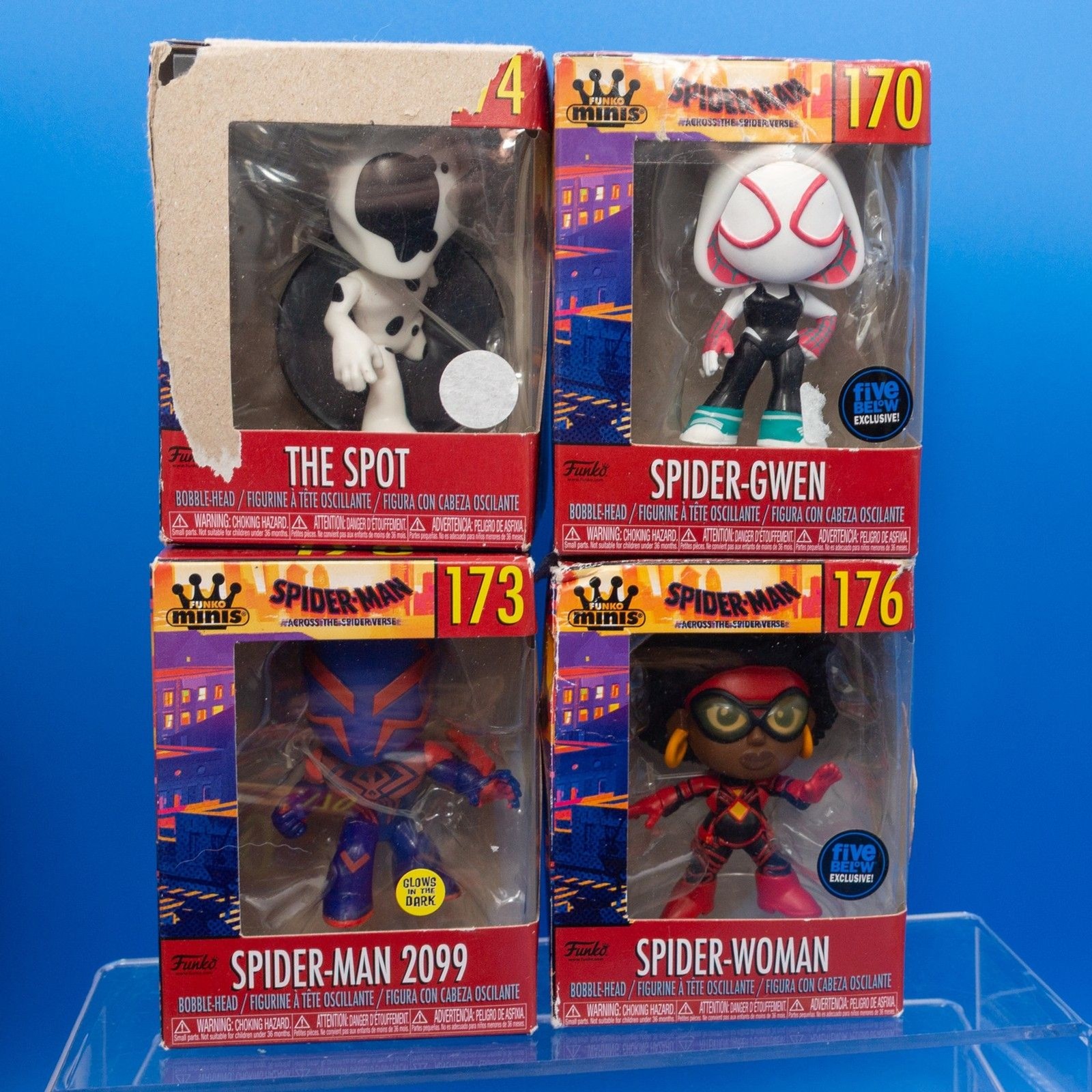 Funko Minis The Spot, Spider-Gwen, Spider-Man 2099, Spider-Woman Five Below